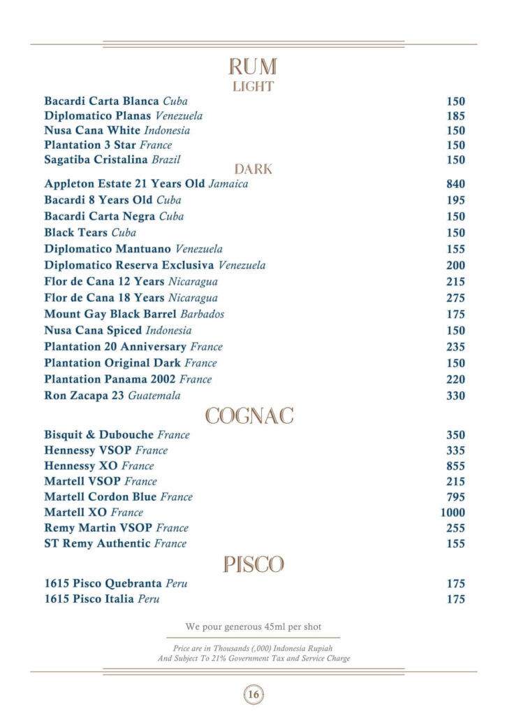 nautilus bar jakarta menu