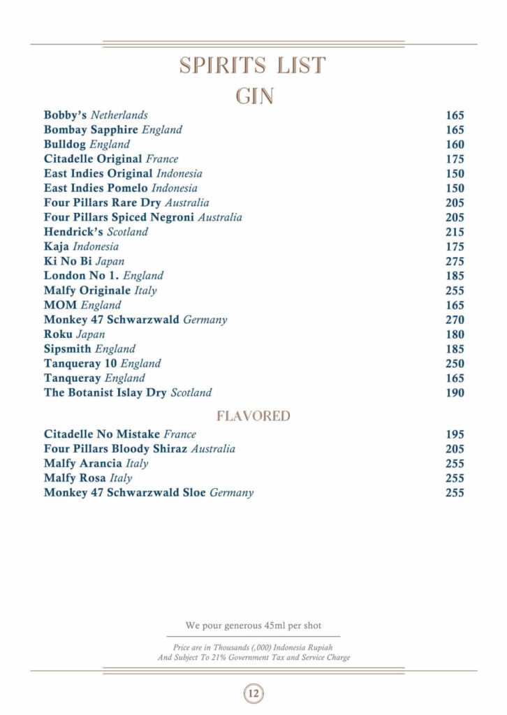 nautilus bar jakarta menu