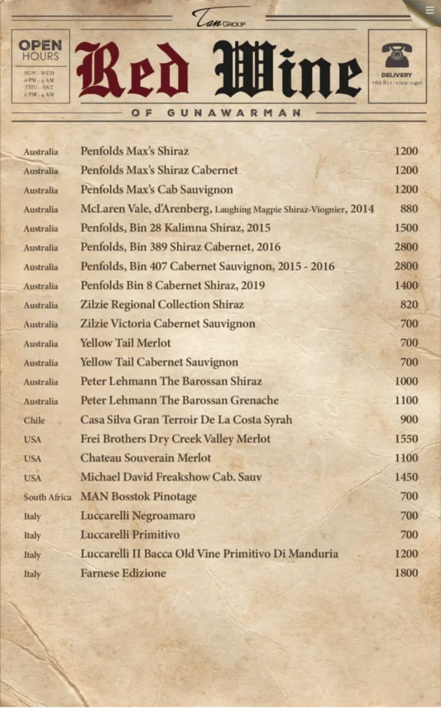 the brotherhood gunawarman jakarta menu