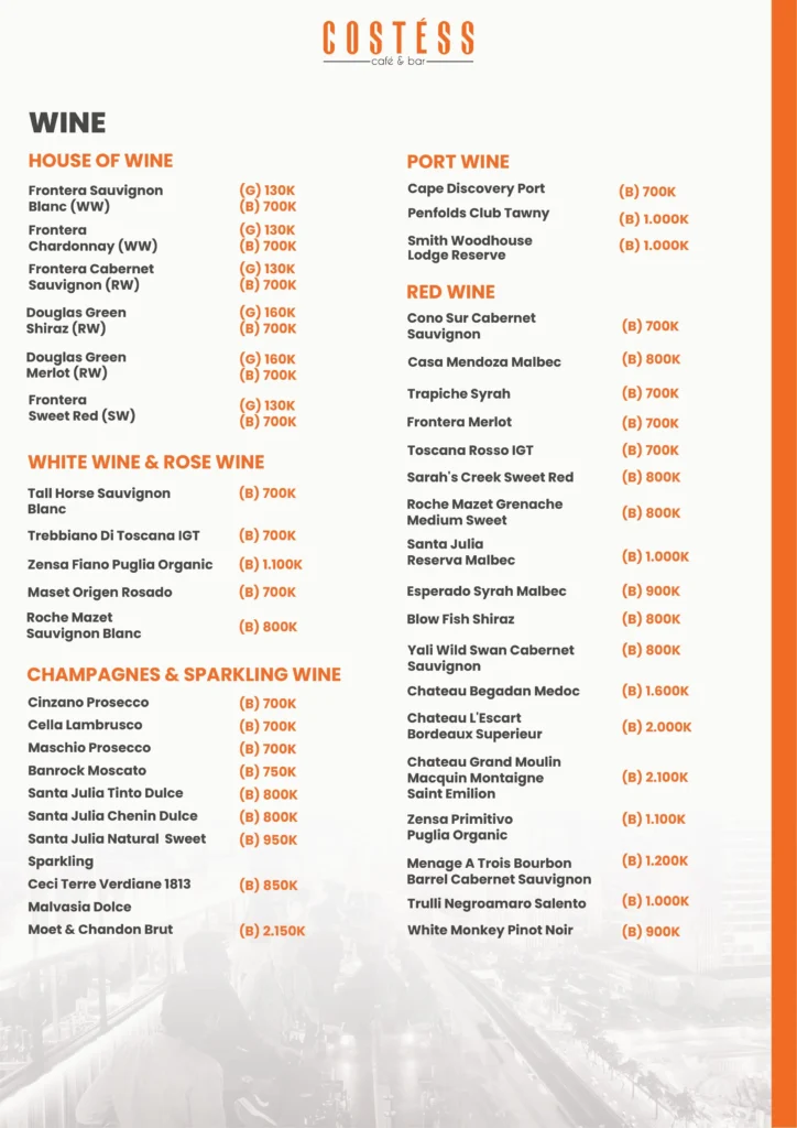 menu costess terbaru