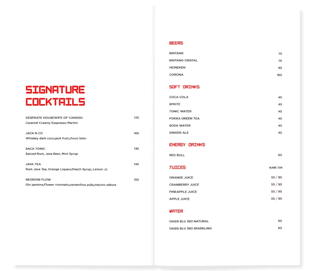 vault jakarta menu