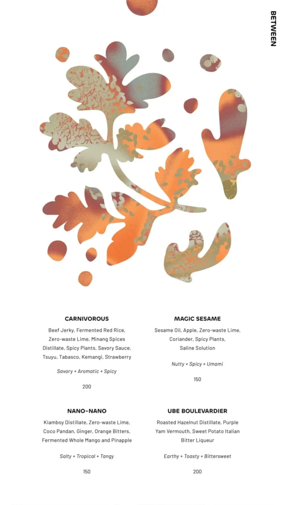 Between The Sips Cocktail menu