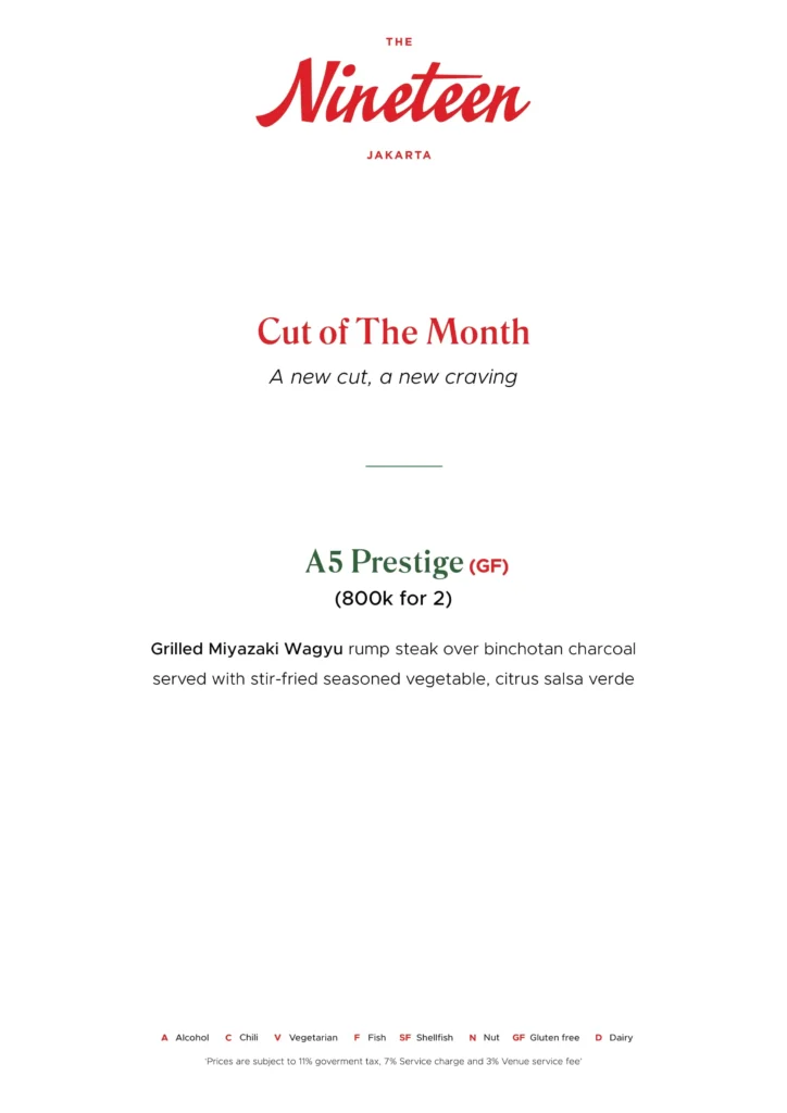 THE NINETEEN SCBD (UPDATED) MENU