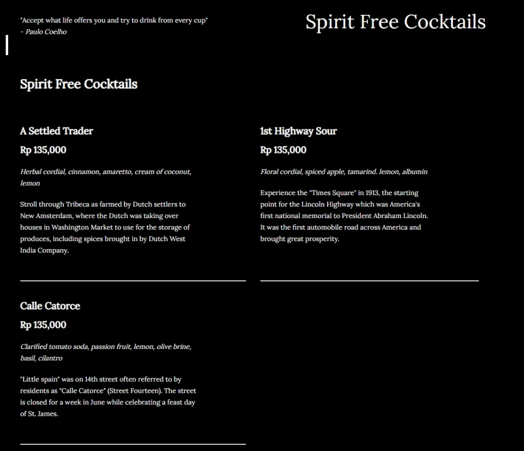 The St. Regis Bar Menu