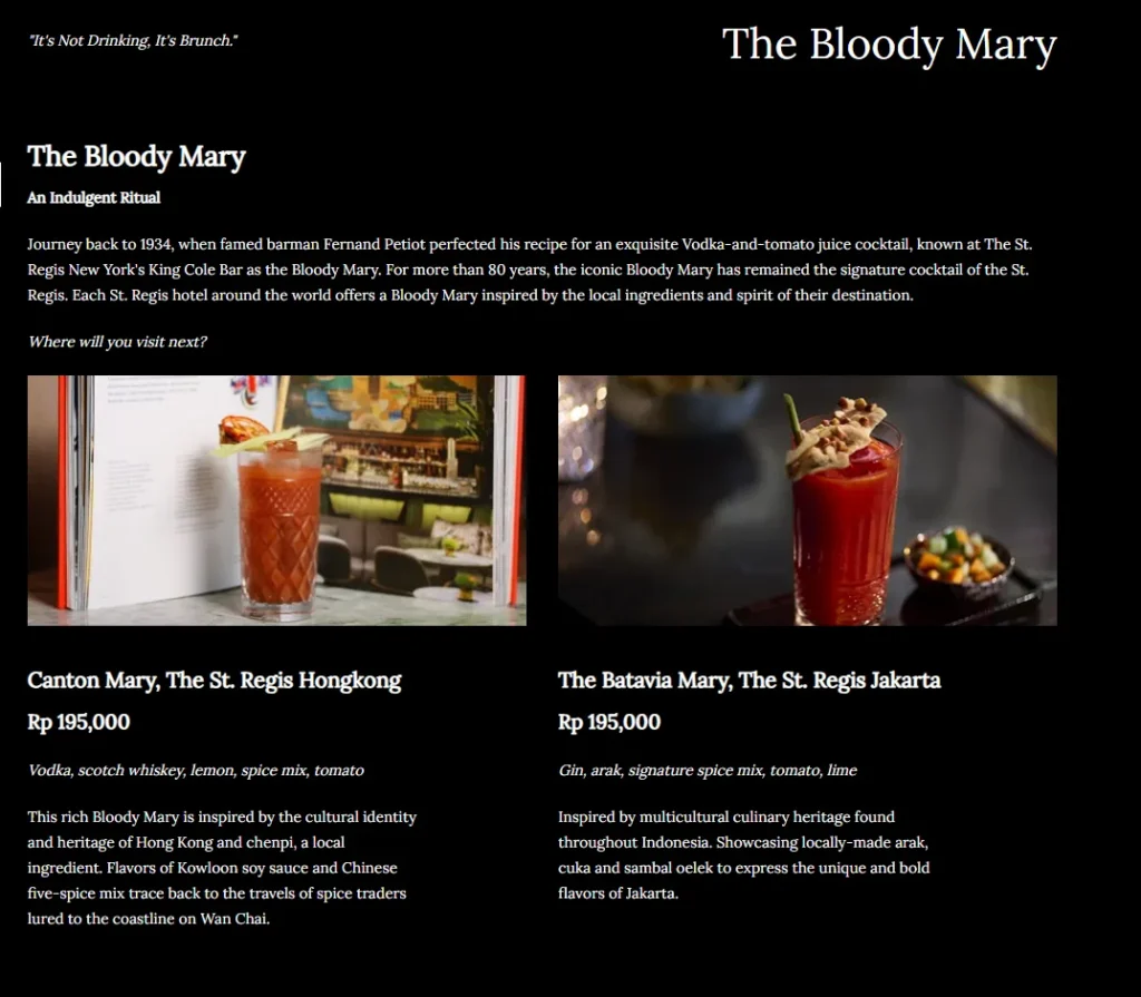 The St. Regis Bar Menu