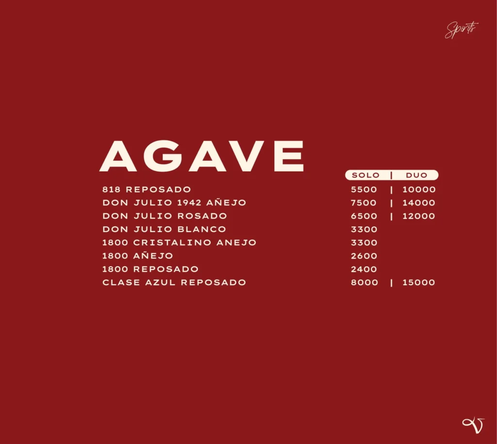 Velvet Social Club Jakarta Menu