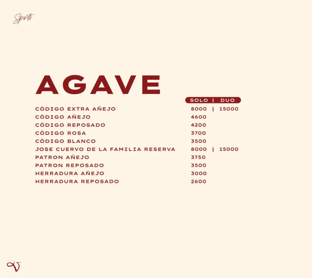 Velvet Social Club Jakarta Menu