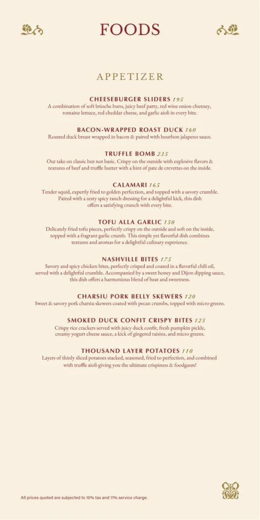 Izzy Social Club Menu