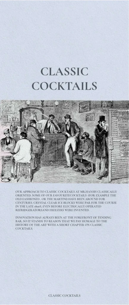 Mr. Hans Bar Jakarta Menu