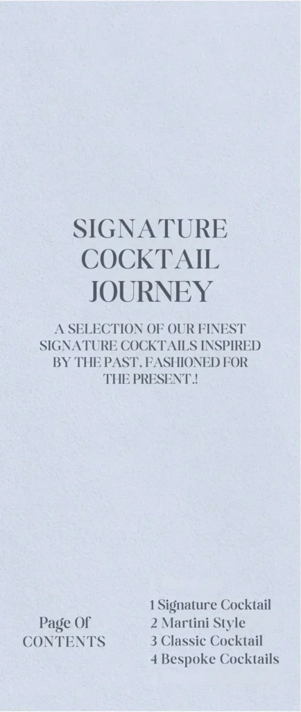 Mr. Hans Bar Jakarta Menu