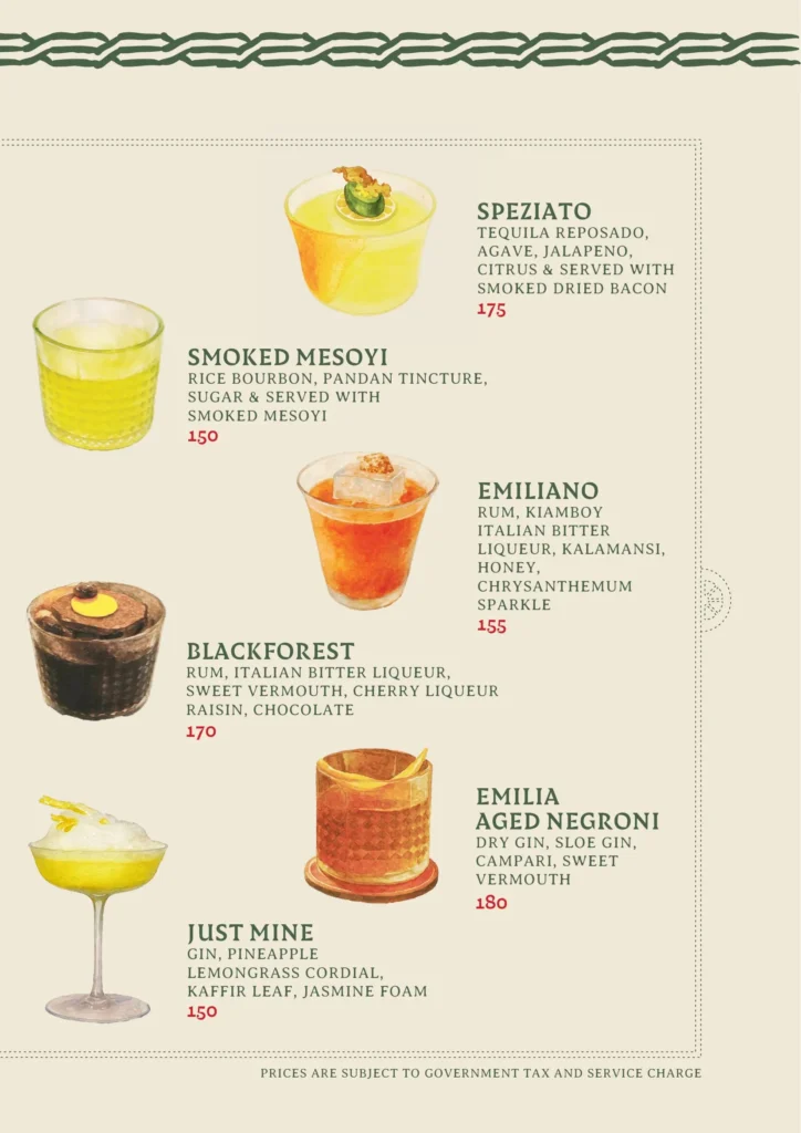 Emilia Cucina Italiana Cocktail & Wine Menu