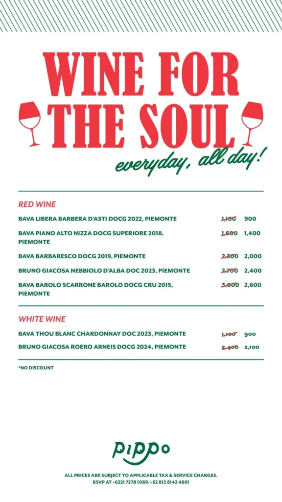 Pippo italian restaurant senayan menu