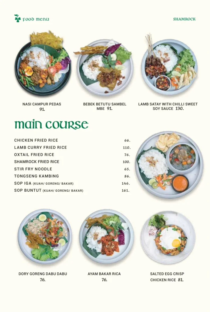 shamrock menu food