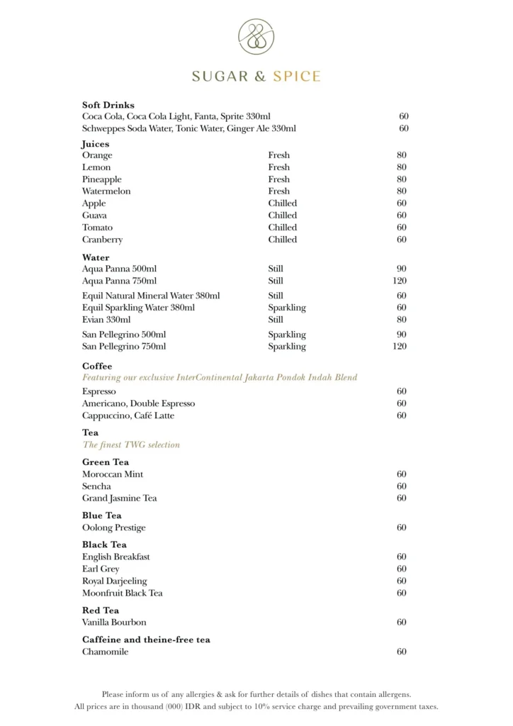 Sugar & Spice menu