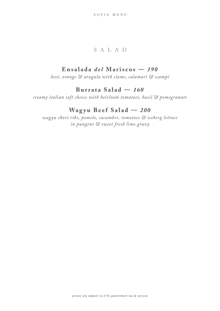 sofia at the gunawarman menu