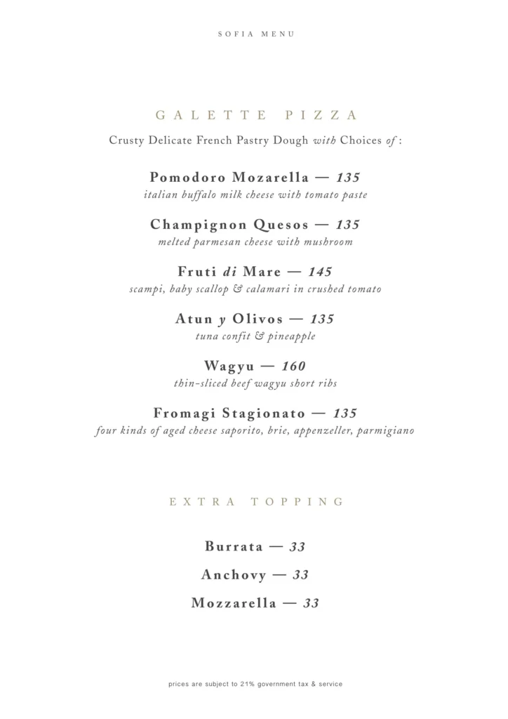 sofia at the gunawarman menu
