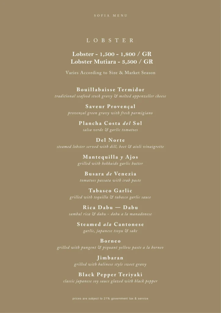 sofia at the gunawarman menu