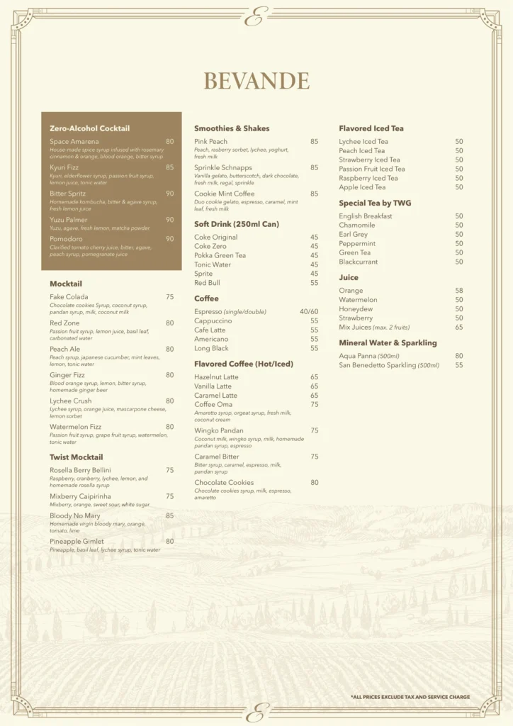 Oma Elly Trattoria Senayan City Menu